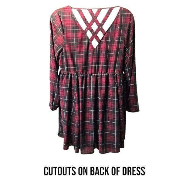 TORRID NEW DESERT PLAID Mini Georgette Criss Cross Back Skater dress 3X - Picture 9 of 15